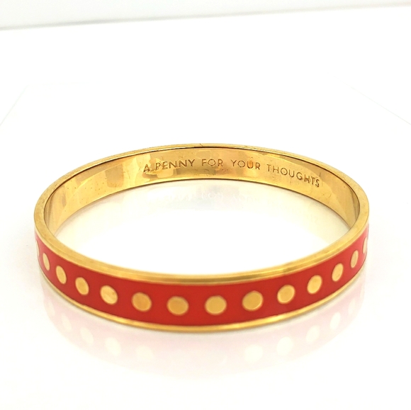Kate Spade Idiom Red Enameled Gold Bangle Bracelet - Picture 2 of 6
